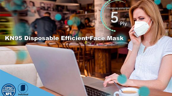 Chun Lam 5-Layer KN95 Disposable Efficient Face Mask (Non-Medical) Official listing, Great for Virus Protection