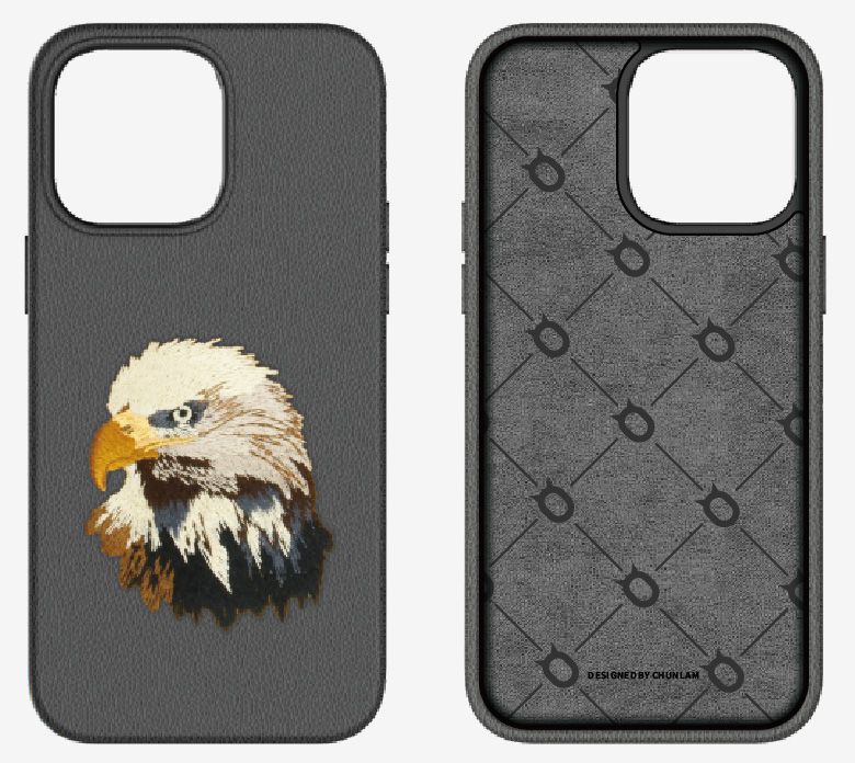 Embroidery fully wrapped leather case