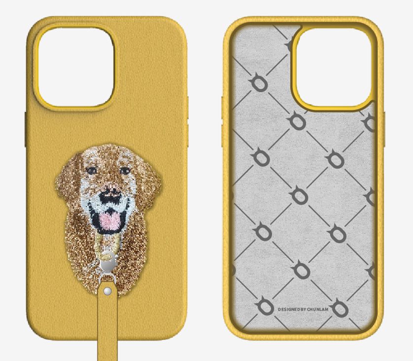 Embroidery fully wrapped leather case